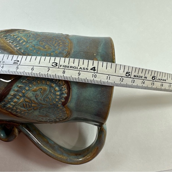 Dream Hand Made Green Glaze Golden Accents Ceramic Mug - Picture 5 of 6